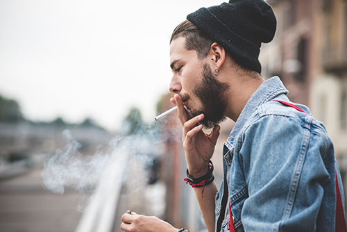 Young man smoking