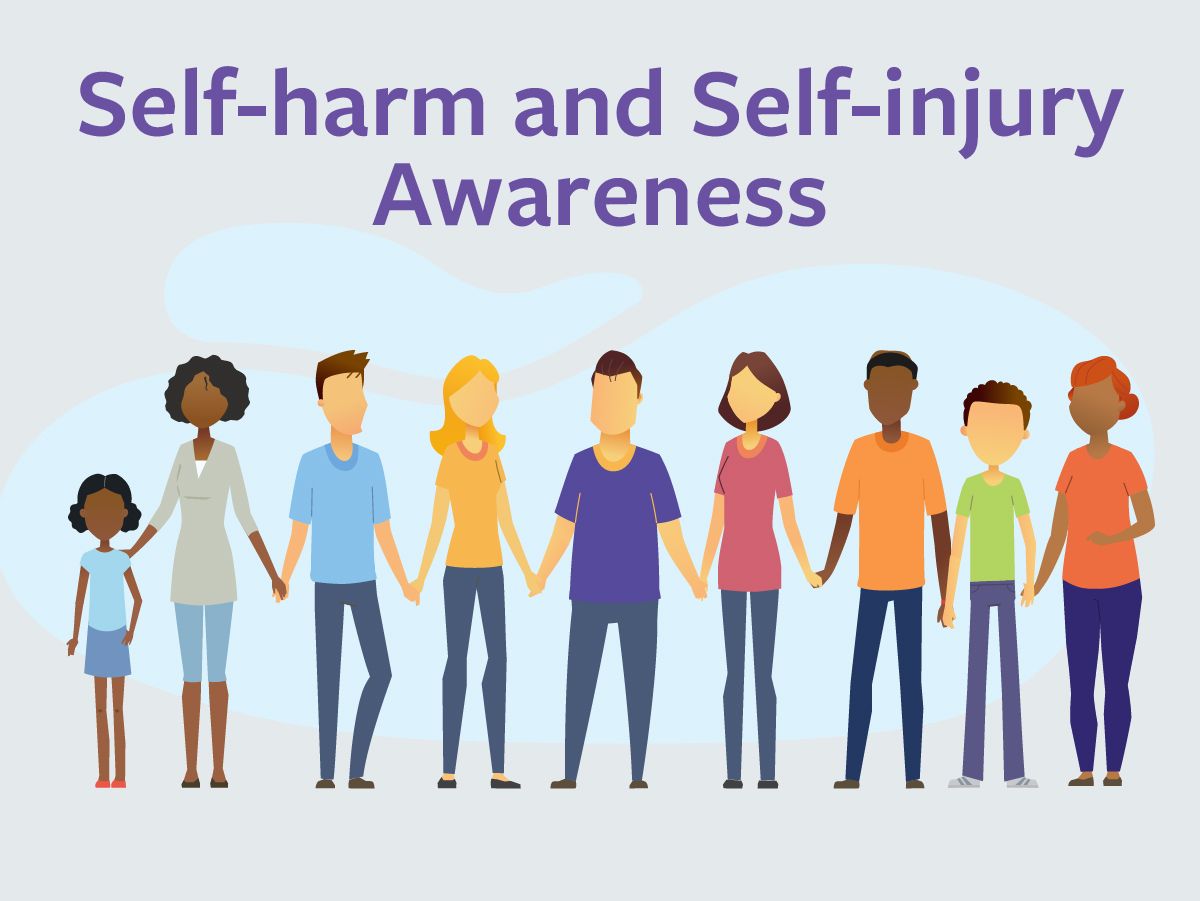 Slef-harm and self-injury awareness illustration