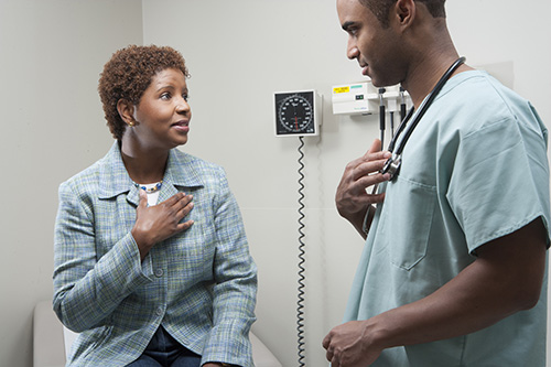 Patient talks to doctor